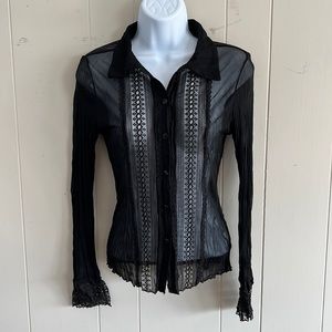 Forever 21 Black sheer Top Goth, Rock and Roll Size Large